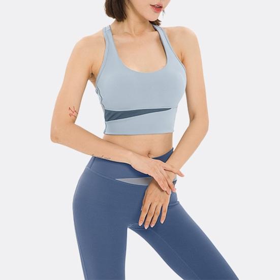 Workout Sets for Women 2 Piece Seamless U Neck Crop High Waist Shorts Color-Blocking Slimming Athletic Gym Yoga Outfits for Yoga Pilates Activewear