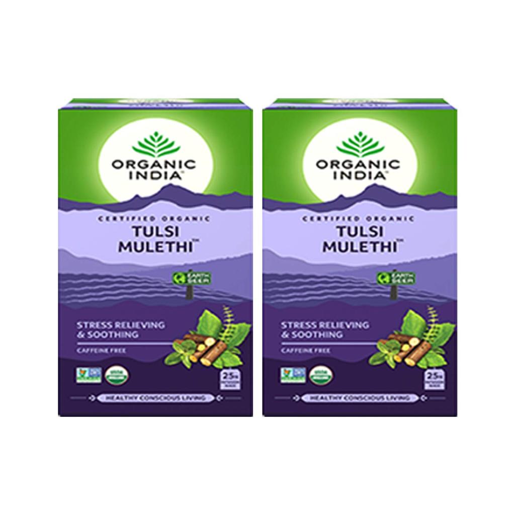 Organic India Tulsi Mulethi Tea, 25 Infusion Bags (Pack of 2)