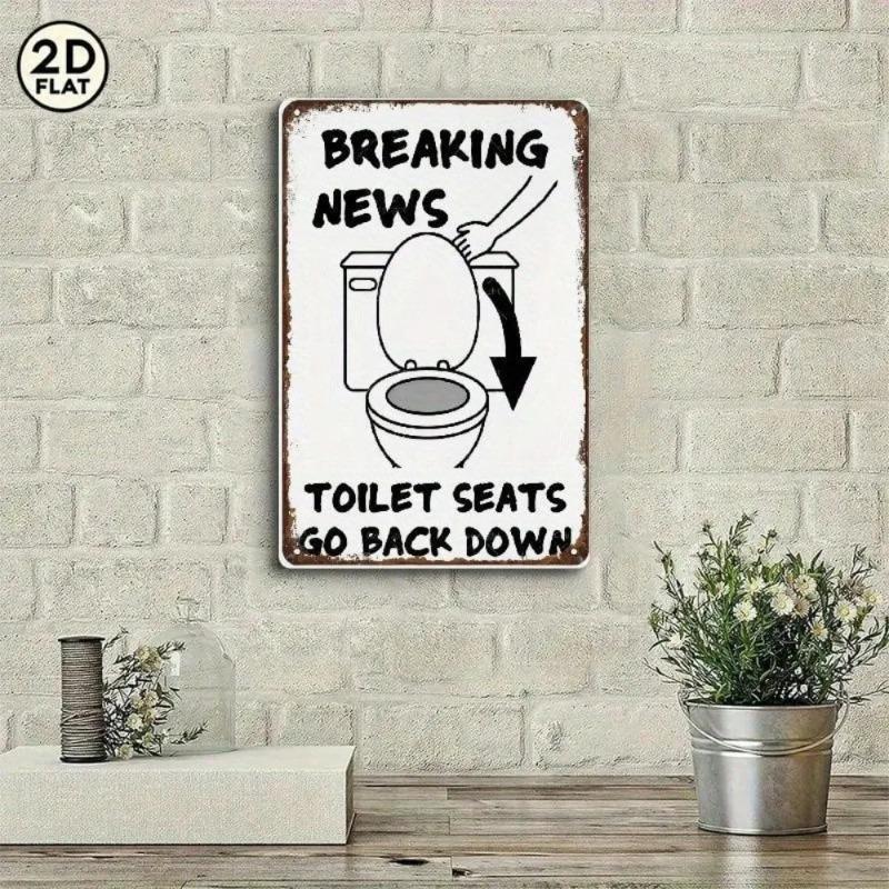 Humorous Bathroom Sign Toilet Seat Aluminum Art 8x12 Wall Decor Novelty