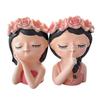 Cute Girl Planter Pot, Resin Girl Statue for Indoor Outdoor Plants, Decorative Flower Pot for Succulents, Makeup Brush & Pen Holder for Home Office
