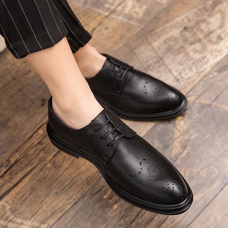 2025 Leather Shoes Men's New British Style Dress Business Casual Small Leather Shoes Groom Wedding Shoes