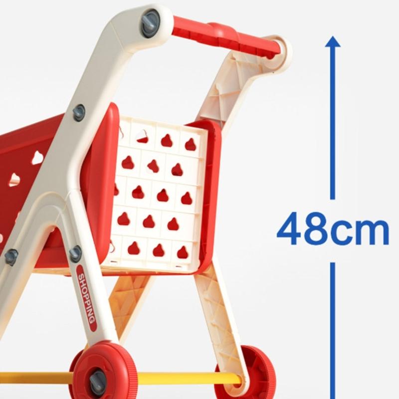 Miniature Doll Shopping Cart Push Trolley for Children's Imaginative Play Indoor and Outdoor Easy Assembly