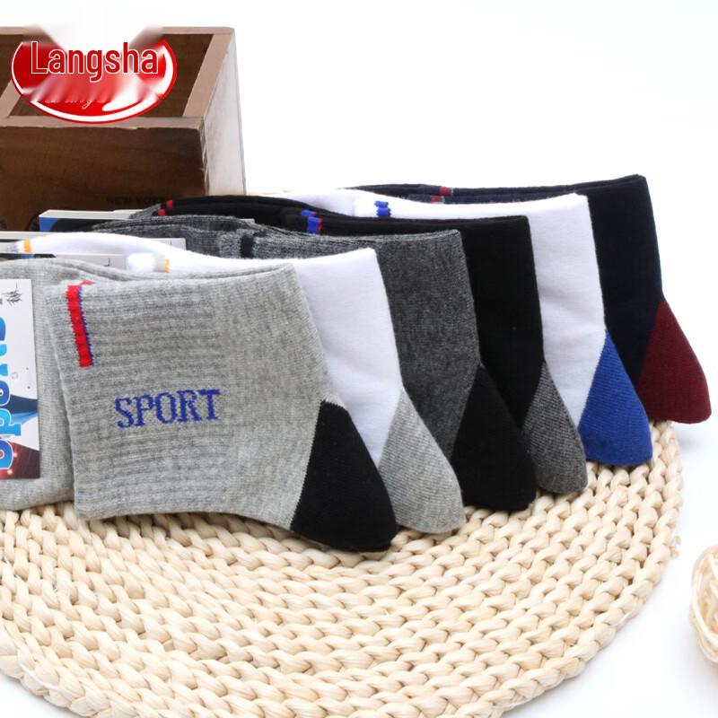 LangSha Men's 12-Pack Pure Cotton Mid-Calf Sports Socks