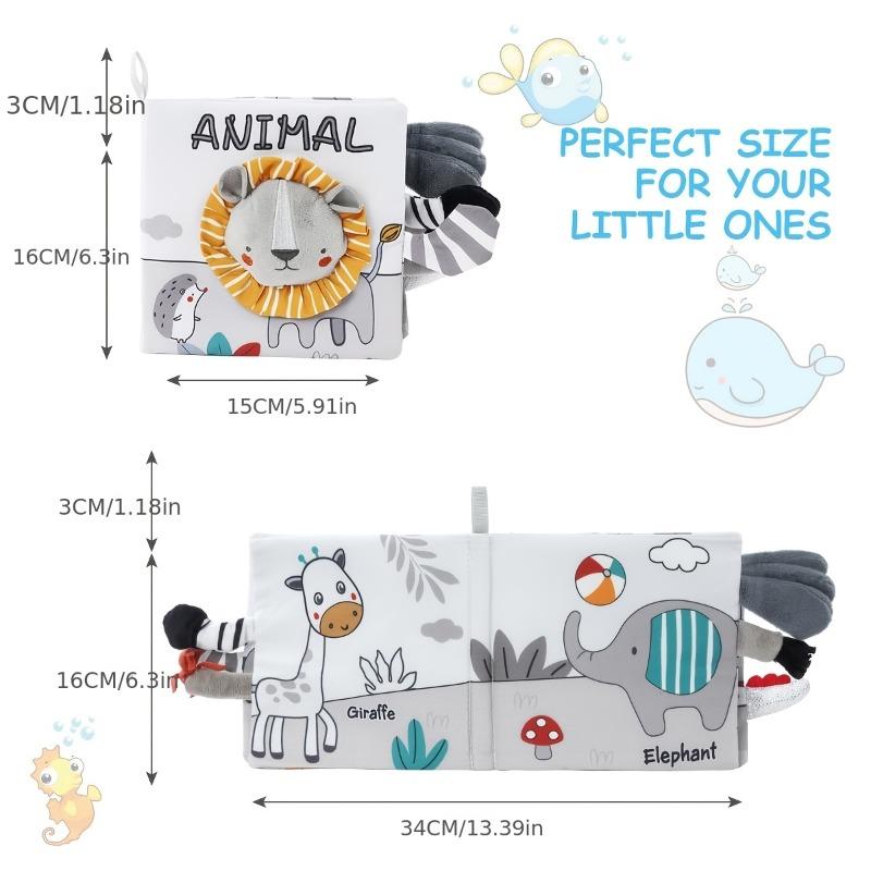 3D Tactile High-Contrast Baby Book | Suitable for Infants and Toddlers, Hangable in Car or Crib, Polyester Material, Mixed Colors - Sungdogin
