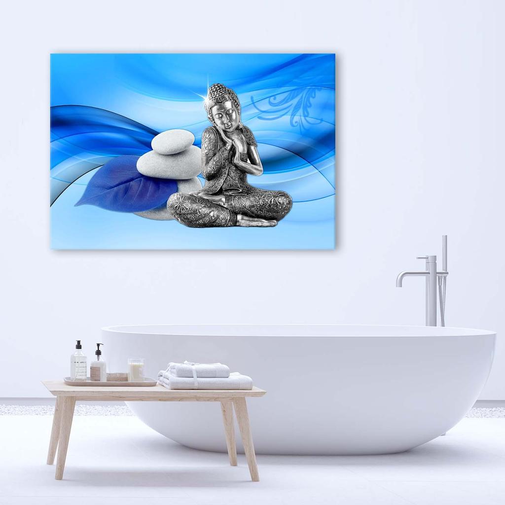 Canvas Print Buddha Stone Blue Background