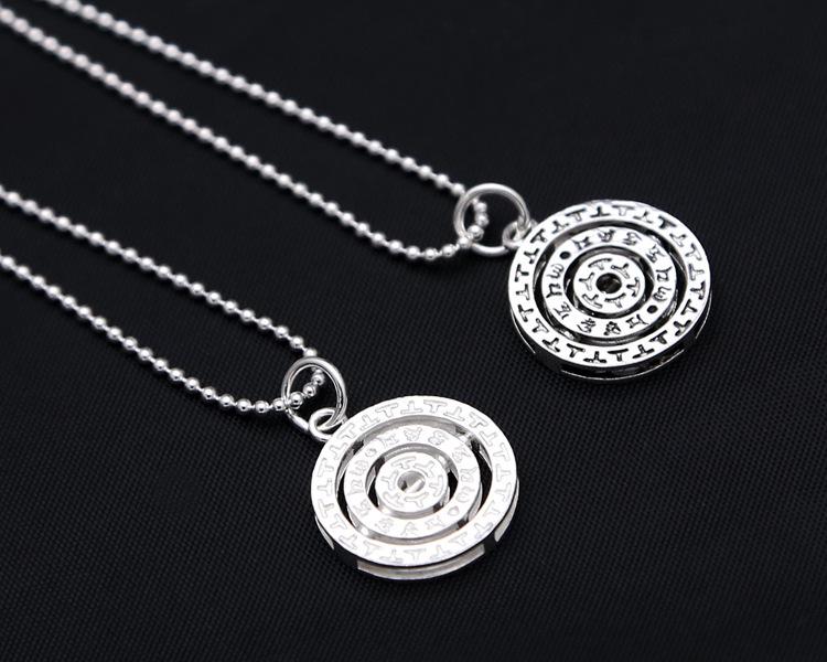 Sterling Silver S925 Rotating Runic Pendant for Women