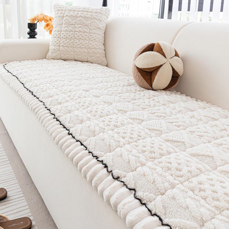 

Plush Mantou Pad Autumn/Winter Leather Sofa Cushion Cover. 45x45 cm Pillowcase (Without Insert)