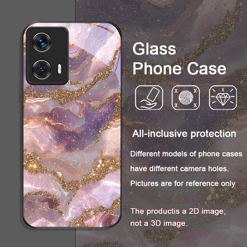 Luxury Pink Purple Marble Pattern Tempered Glass Phone Case for Motorola Moto Edge 50 Fusion 40 Neo 30 Pro G85 G84 G55 5G Covers