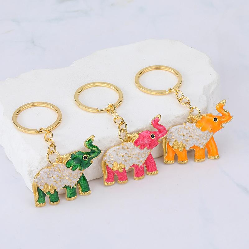 Vintage Colorful Elephant Keychain Creative Cute Animal Bag Car Key Ring For Men Women Gift