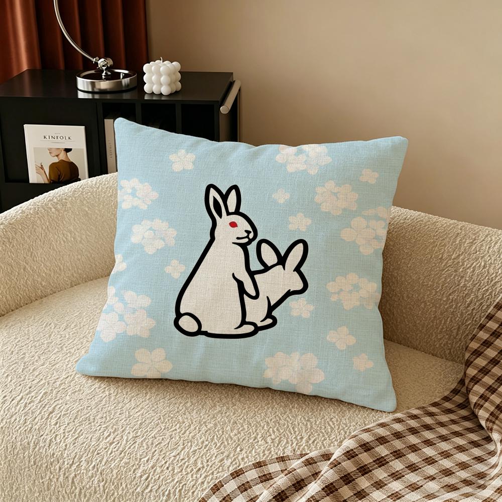 Fxxking Rabbits Fr2 Cushion Cover Natural Linen Pillowcase Set, All-In-One Decor For Sofa, Bedroom & Chair