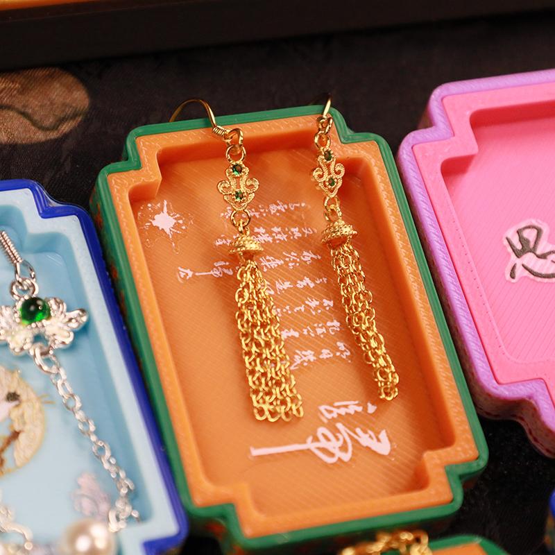 1/12 Doll House Miniature Chinese Style Jewelry Display Box Simulation Vintage Jewel Case Toy Mini Decoration Dollhouse