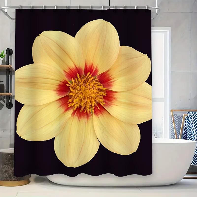 Восхитительная Цветочная Шторка для Душа Яркий Желтый Цветок Декор для Ванной с Набором Крючков для Украшения Ванной Комнаты 90x180cm