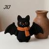 Rustic Autumn Tiered Tray Decor Halloween Wooden Witch Statue, Retro Felt Style Black Cat Ghost Decorative Figures Bat for Shelf Desk, Spooky Festive