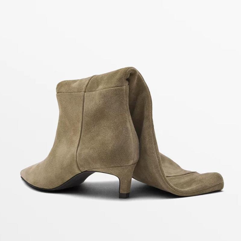 Fashion 2025 New Trend Natural Cow Suede Women Shoes Autumn Winter Slip-On Boots Burgundy High Chunky Heels Pointed Toe Knee High Boots
