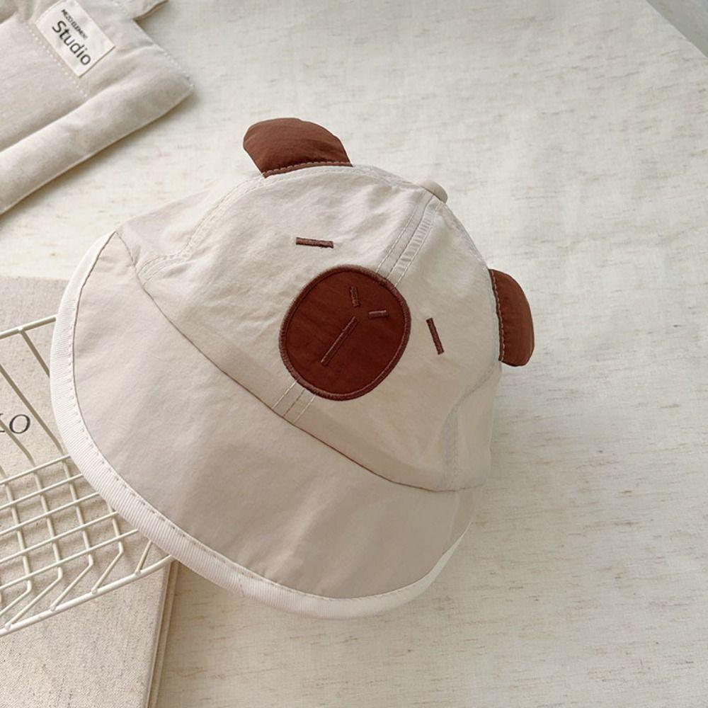 Soft Thin Baby Bucket Hat Cute Capybara Sunscreen Hat New Newborn Bonnet  1-3y