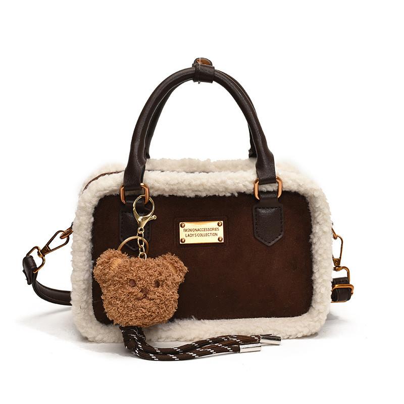 Ielgy Fashion Pillow Bag Autumn Winter Plush Portable All-Match One-Shoulder Messenger Bag