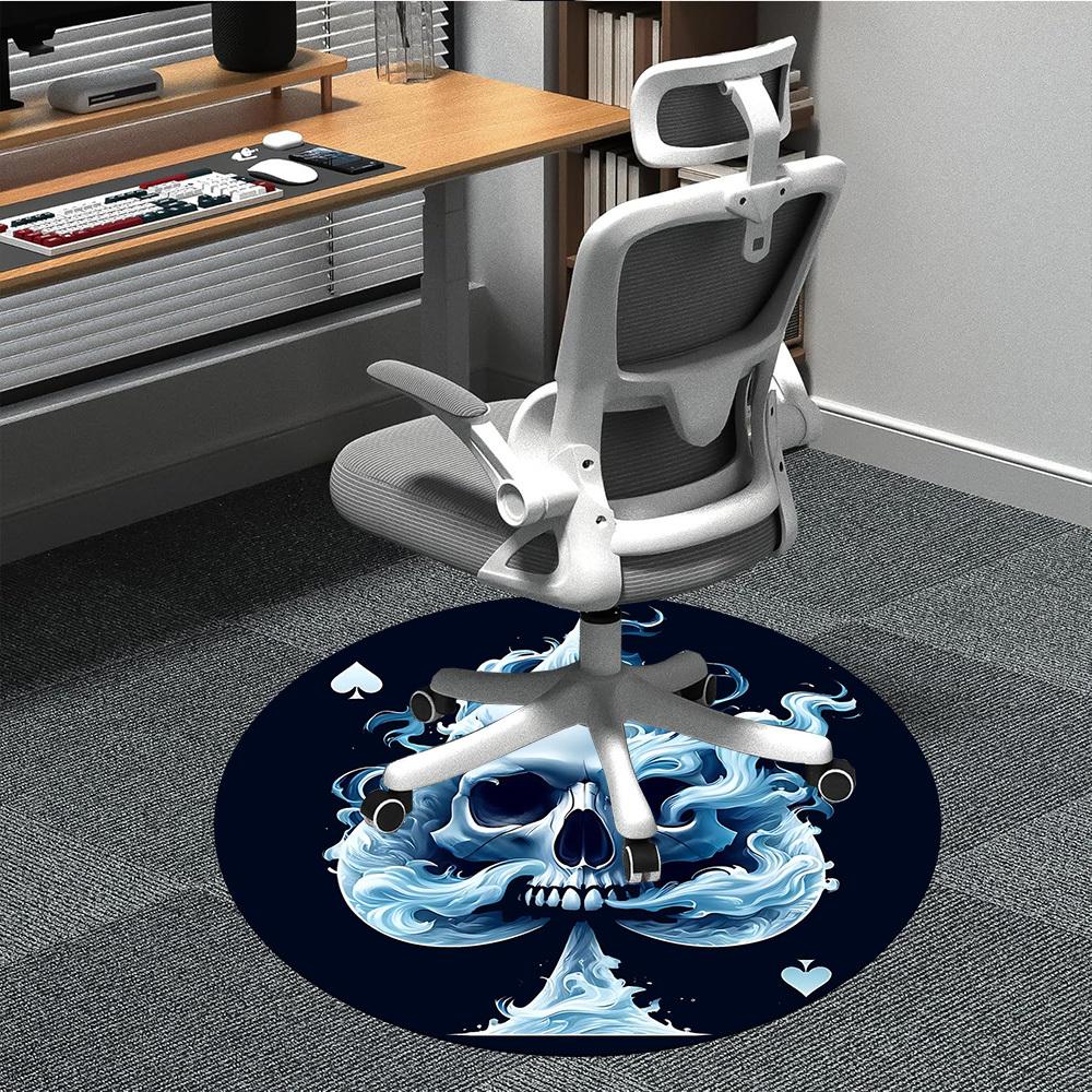 1pc Skull Ace Office Round Area Rug, Under Office Chairs Bedroom Living Room Home Decor, Room Deco, Available in Various Sizes