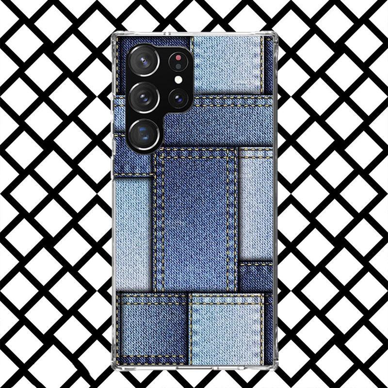 Retro Denim Embrpoidery Phone Case for Samsung Galaxy S26 S25 Edge S24 S23 Ultra S22 Plus S21 FE S20 + Soft Cover Print Fundas G