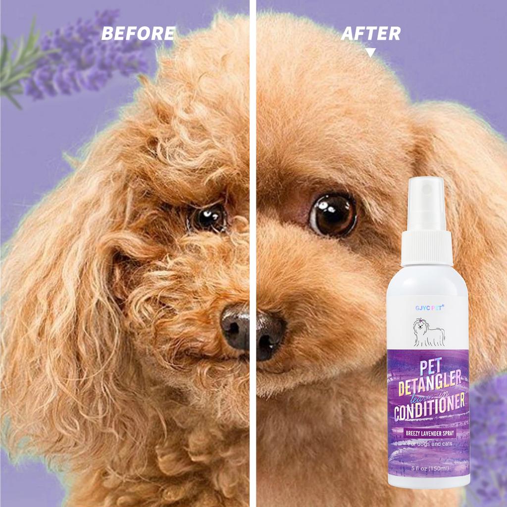 Lavender Pet Hair Detangling Spray Stain Removal Leave-In Conditioner Softens Knotty Fur For Cats And Dogs