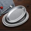Retro Stainless Steel Oval Plate BBQ Hot Pot Dish Snack Dessert Steamed Fish Plate Restaurant Thickened Kitchen Tableware Plate
