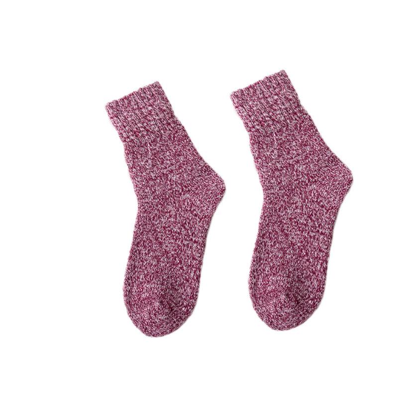 3 Pairs of Winter Mid-calf Socks In Solid Color with Thickened Wool Loops, Warm Women's Rabbit Wool Socks