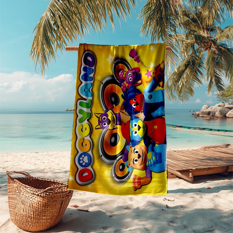 Ultra-Soft Beach Towel with Doggyland Theme,Ideal for Pool - Camping, Diving - Perfect Travel Essential, Vibrant Beach Towel.