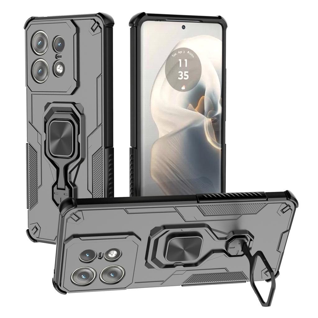 For Motorola Edge 50 Pro 5G Case Rotatable Ring Kickstand PC + TPU Shockproof Phone Cover