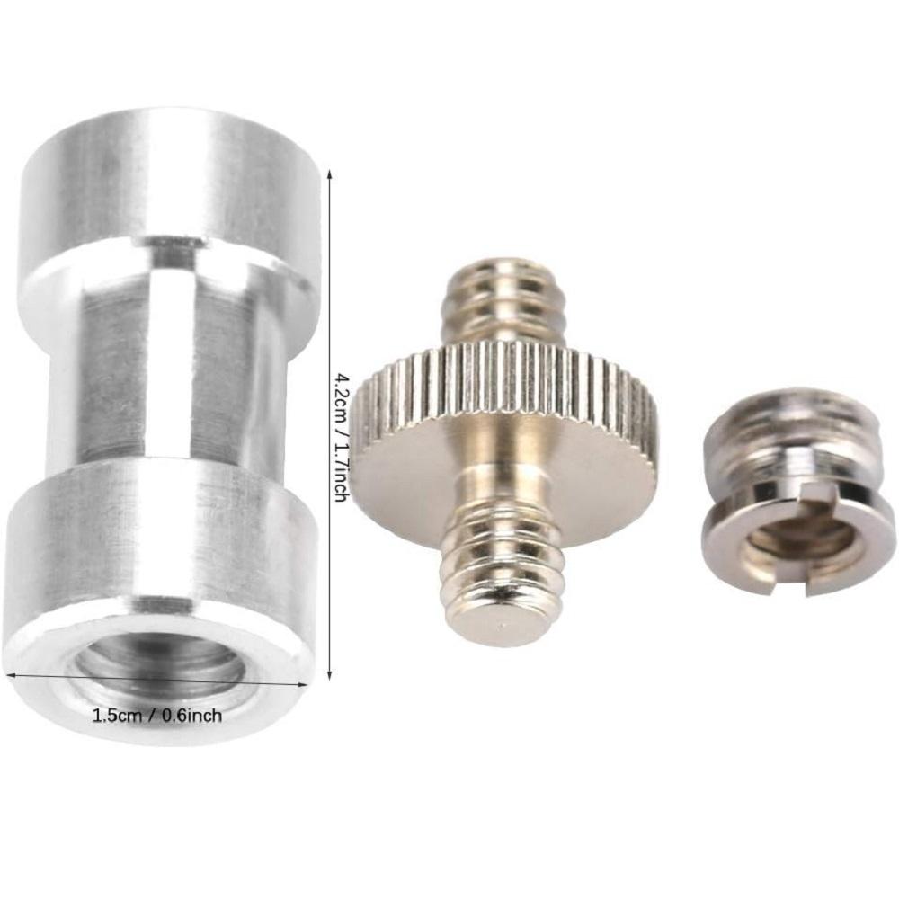 Jeu de vis double tête 1/4in-3/8in Adaptateur de pied de lumière Vis de trépied en métal pour support de lumière, parapluie, support de caméra