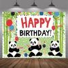 Panda Birthday Party Banner, Vibrant Cartoon Polyester Backdrop for Home Wall Decor