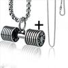 Men's Stainless Steel & Titanium Dumbbell Pendant Necklace - Trendy Sports Fashion Jewelry