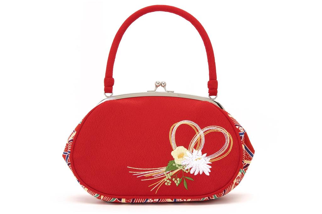 Clasp Bag Red Chrysanthemum Camellia Flower Mizuhiki Embroidery Qinghai Wave Crepe Crepe Retro Handbag Casual For Coming of Age For For Graduation For