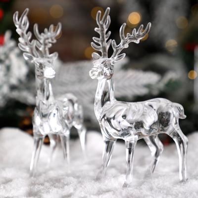 Statuette di cervi in cristallo di plastica, renne trasparenti, ornamenti da tavolo, decorazioni natalizie, accessori da scrivania, mobili per esposizione