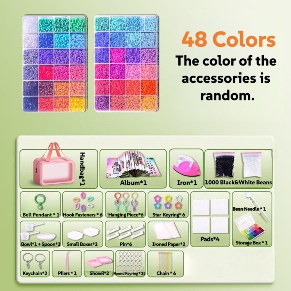 

DIY Iron-on Bead Craft Kit 24/48 Colors Fuse Beads Handmade Perler Beads Educational Toys 48 Colors