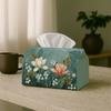 1pc, 2D Flat Printing, Tissue Box Classic Plant And Flower Design - Blossoming Magnolia Plant Branch Pattern Printed Tissue Box, Suitable for Bathroom