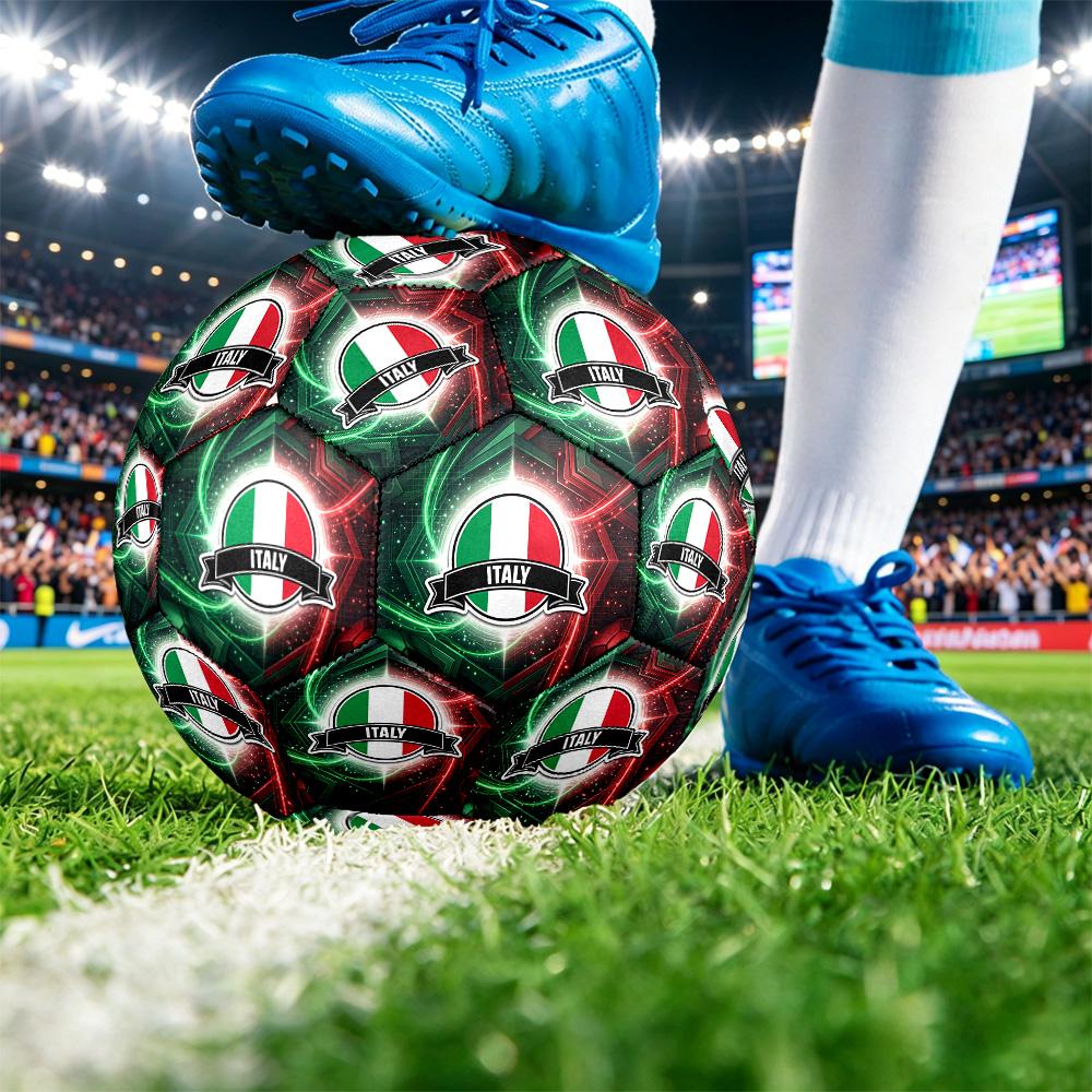 Italien Fußball Aufdruck Größe 5 Fußball Ball Verschleißfest Standard Erwachsenen Trainingsfußball Fan Geschenk für Indoor Outdoor Spiel Sport