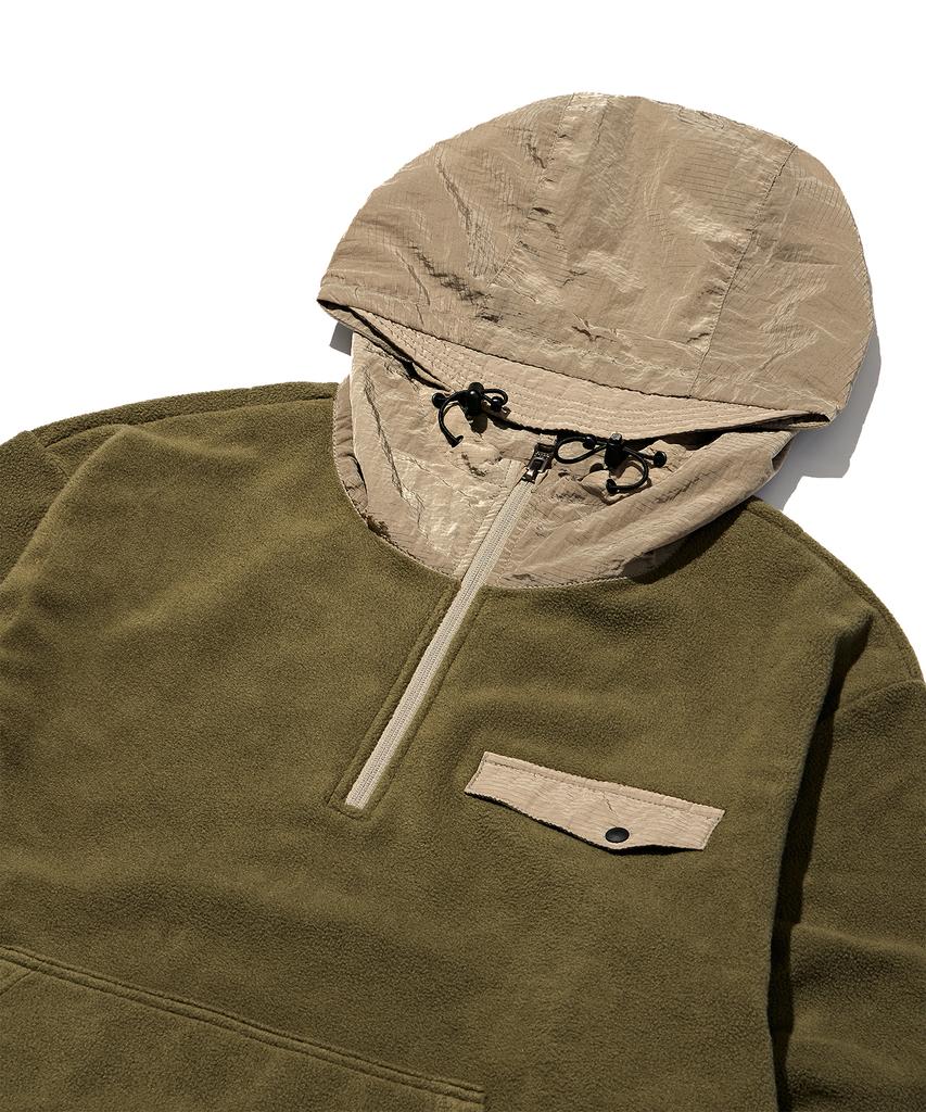 Discus Athletic Pocket Fleece Anorak Hoodie Khaki