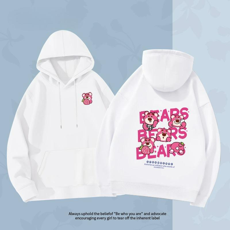 Couple Hoodie Women's Hoodie 2025 New Lotso Strawberry Bear Print High Quality Disney Cartoon Style Women's Hoodie Jacket