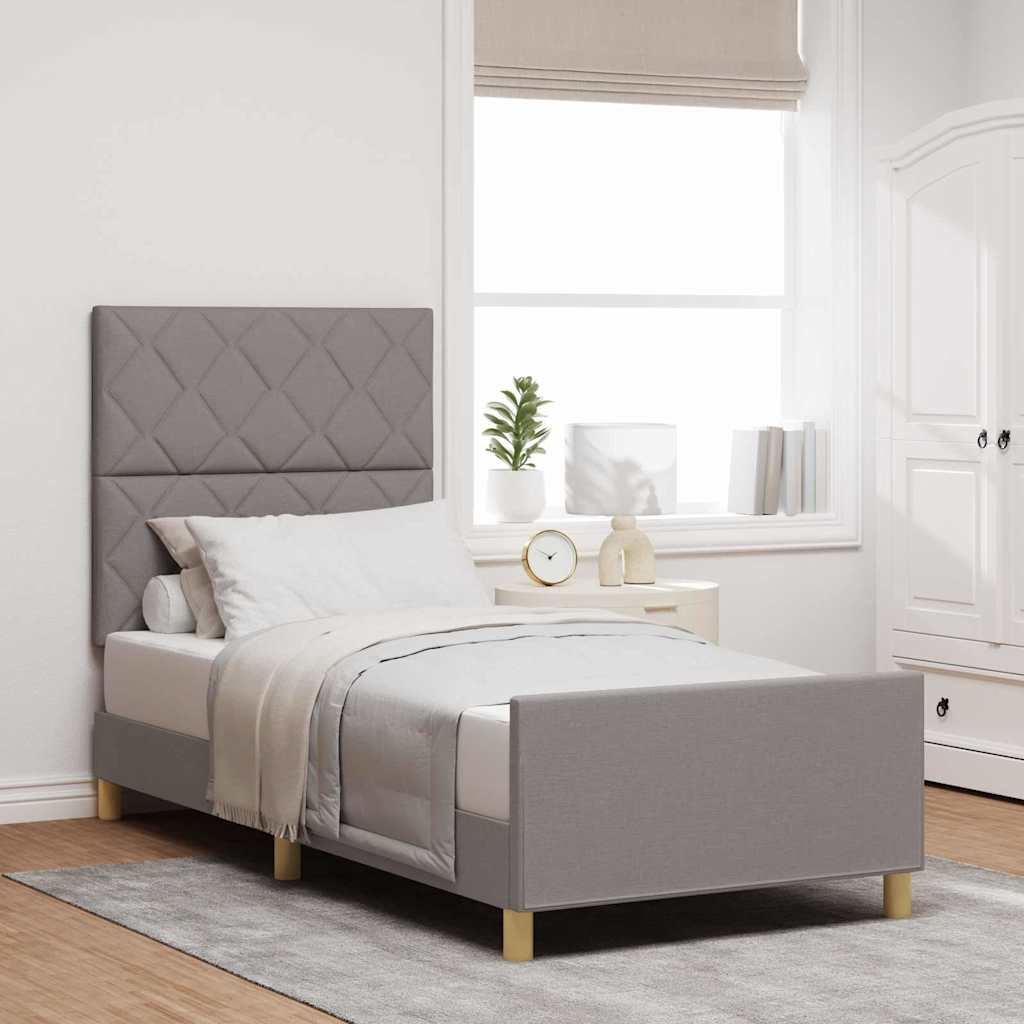 Bed Frame with Headboard Taupe 90 X 190 Cm Fabric
