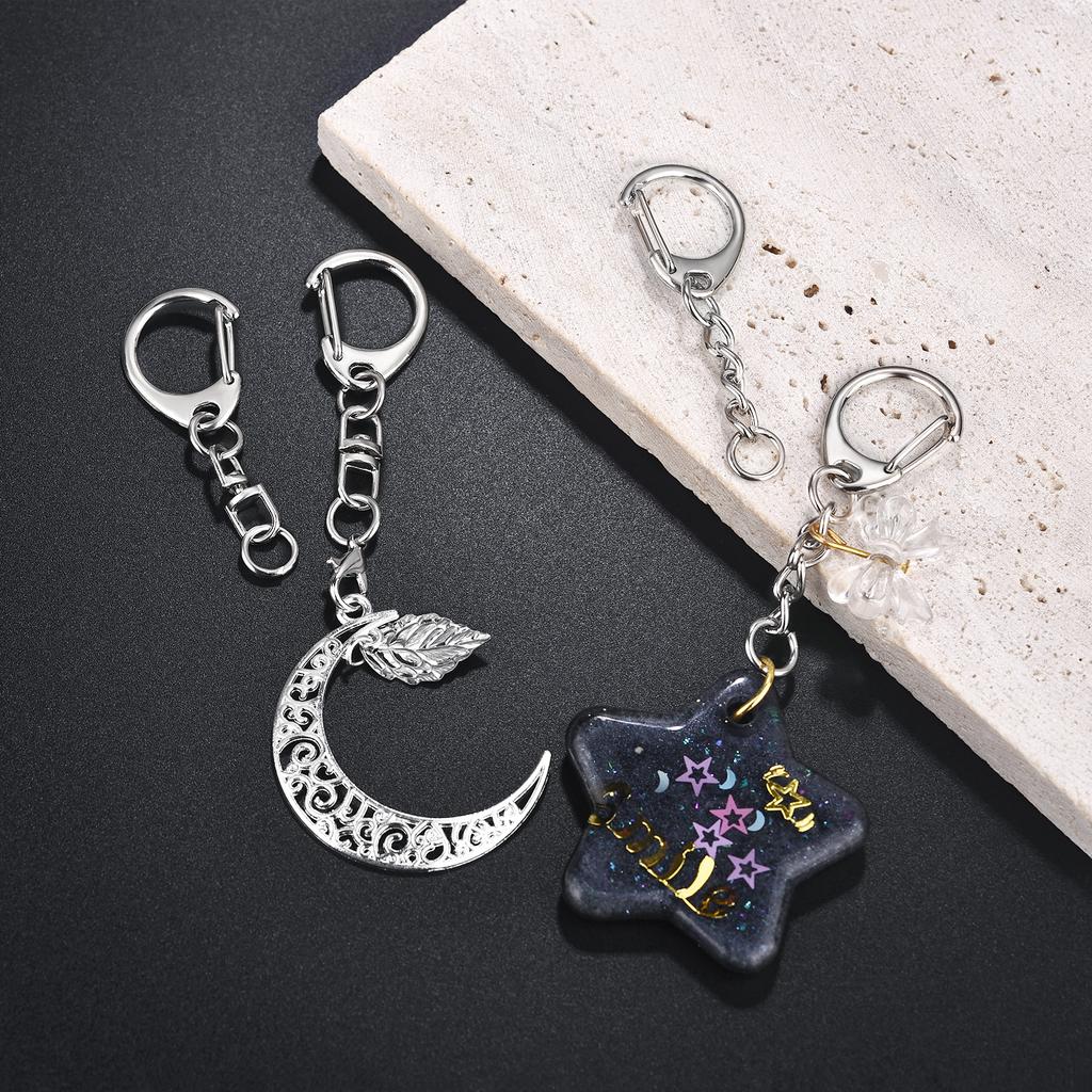 5/10pcs Lobster Clasp Key Ring Keychain C Shape Clasps Connector Hook For DIY Zircon Making Finding Key Chain Accessories