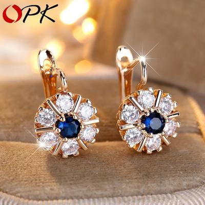 Exquisite White and Blue Flower Drop Earrings for Women, Luxury Gold Color Earrings, M… More