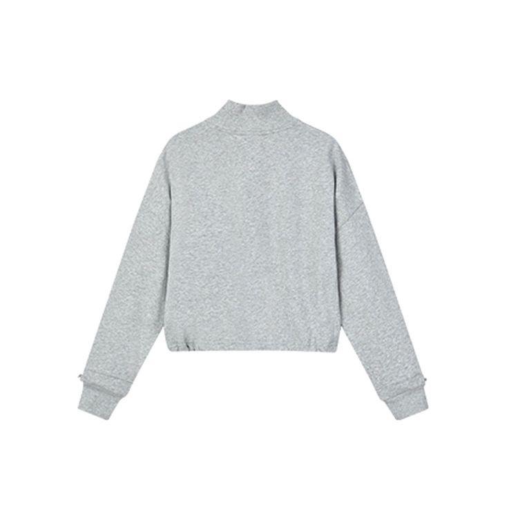 Fila Logo Print Half High Neck Sports Crop Sweatshirt Women Sweatshirt Gray F11W149215F-MG