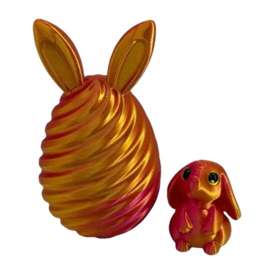 3D Printed Easter Egg with Mini Bunny Inside Spiral Bunny Egg Fidget Toy for Home Office Decor Easter Basket Stuffers for Kids Adults