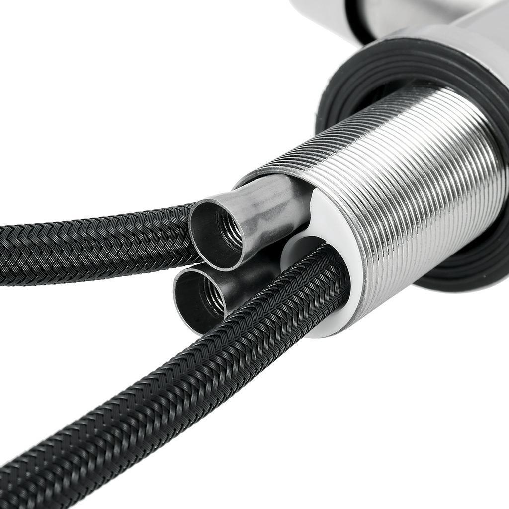 Kitchen Pull-Out Faucet Tap Mixer Spout Finish Brushed Swivel Spray Single Hole 360 Degree Brushed  Faucets Water Mixer Tap Silvery New