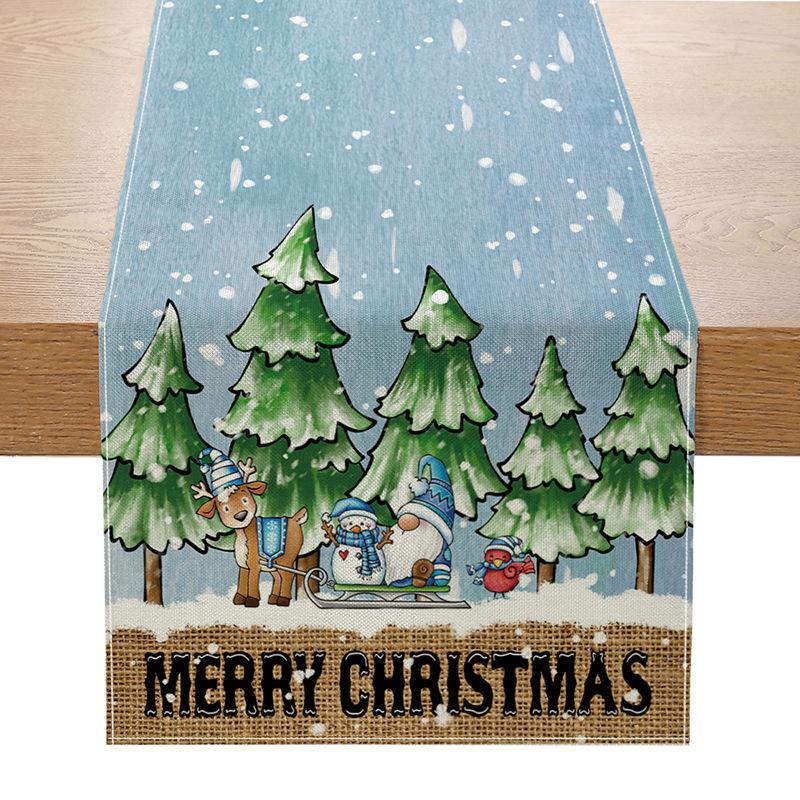 

Рождественская серия цветов Настольный флаг Льняной принт Кухонный стол Входное украшение Маленькая скатерть Скатерть 33cmx180cm ZQ030-1