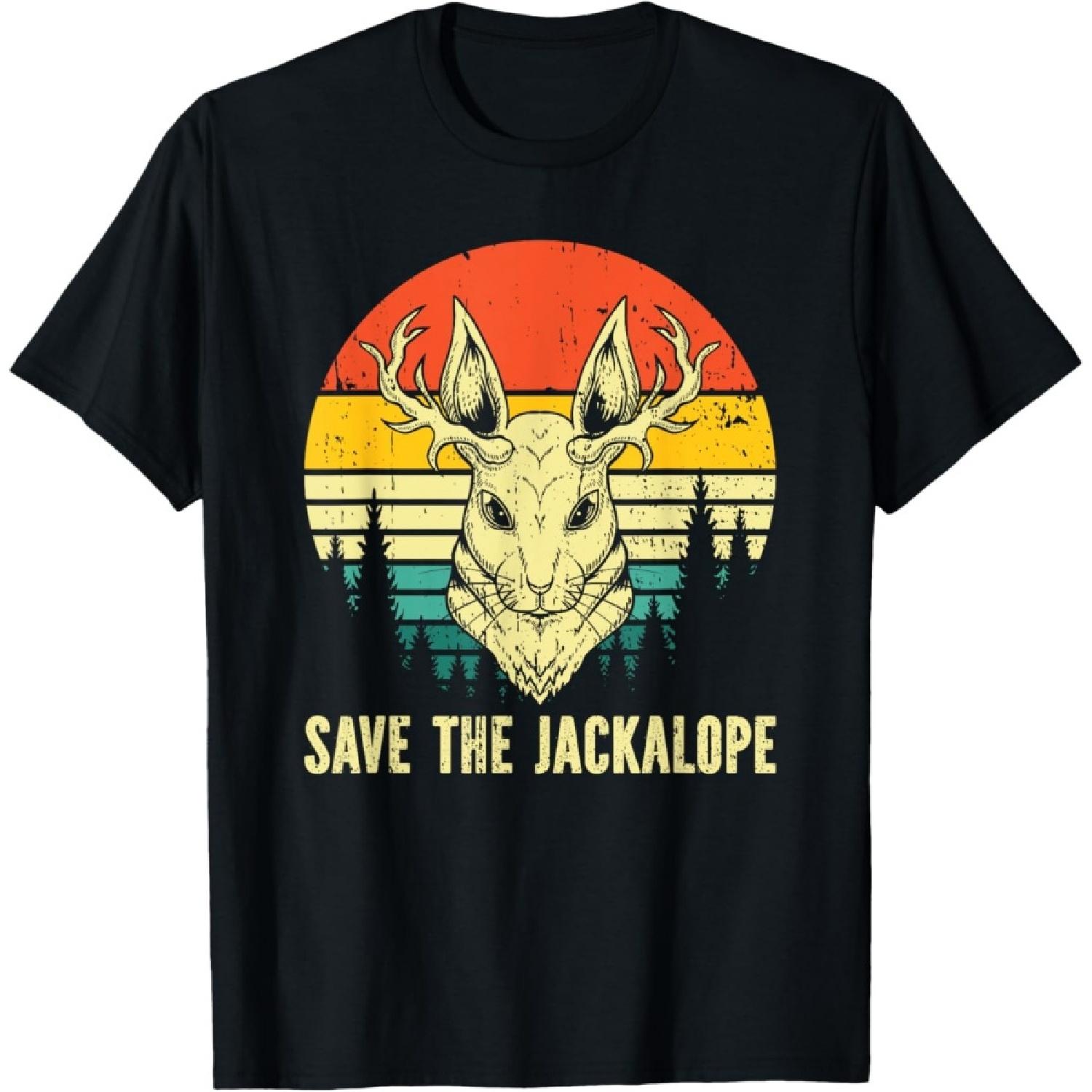 Save The Jackalope Believe Retro Believe Jackrabbit T-Shirt S
