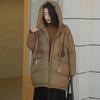 Weiße Entendaunenjacke große Größe Winter neue Mode lässig Retro locker verdickt mit Kapuze warme Jacke