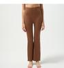 High-Waisted Women's Seamless Ribbed Yoga Flare Pants with Tummy Control