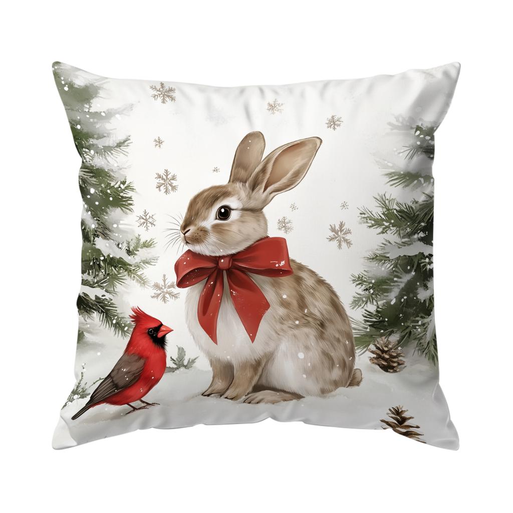 Christmas Winter Animals Pillowcase Bedroom Sofa Cushion Cover 100% Polyester Living Room Cushion Pillowcase Home Decor