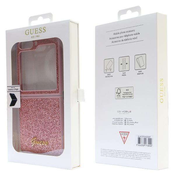 Guess Guhczf5Hggshp F731 Z Flip5 Pink Hardcase Glitter Script