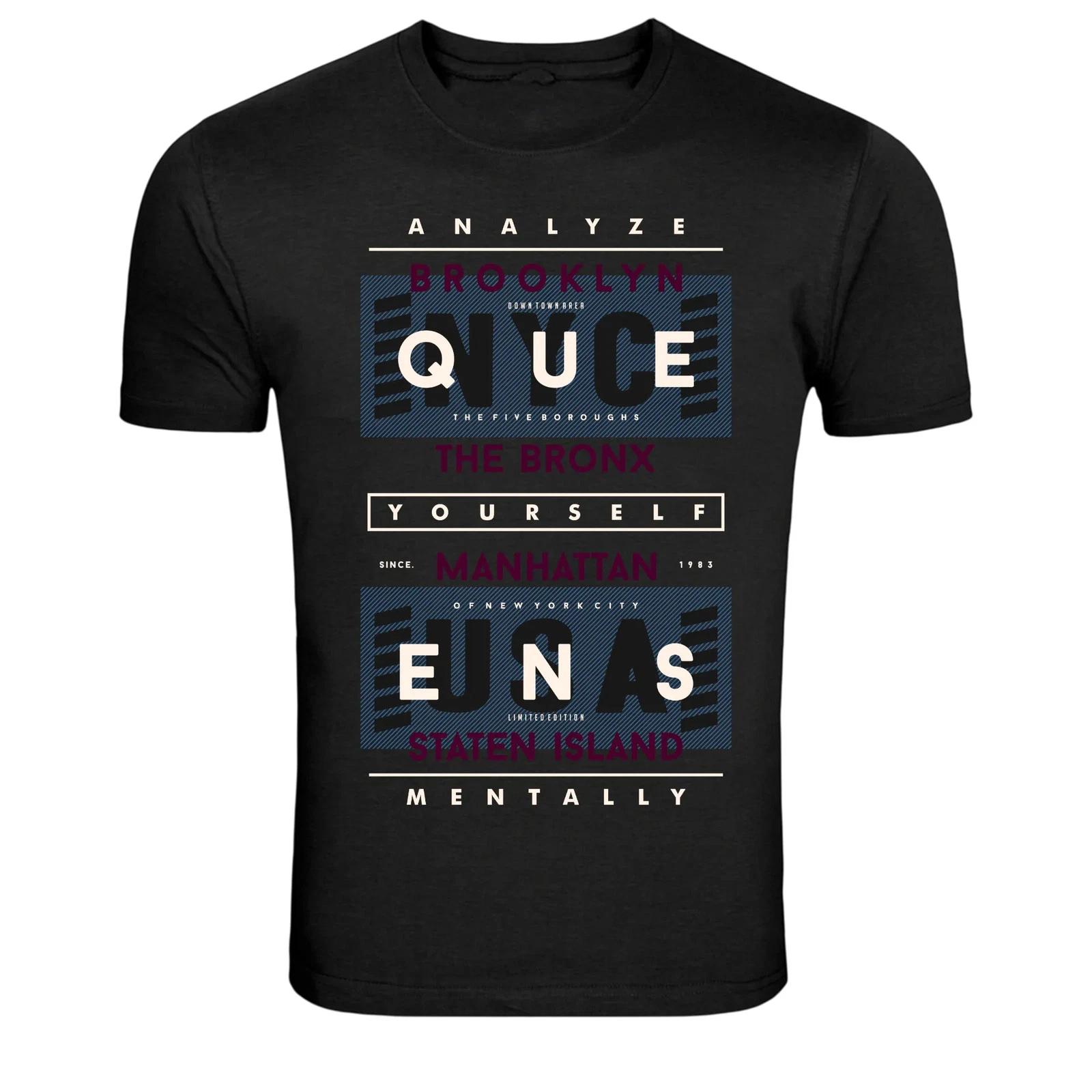 Brooklyn Queens Bronx Manhattan NYC Typography Graphic T-Shirt XL